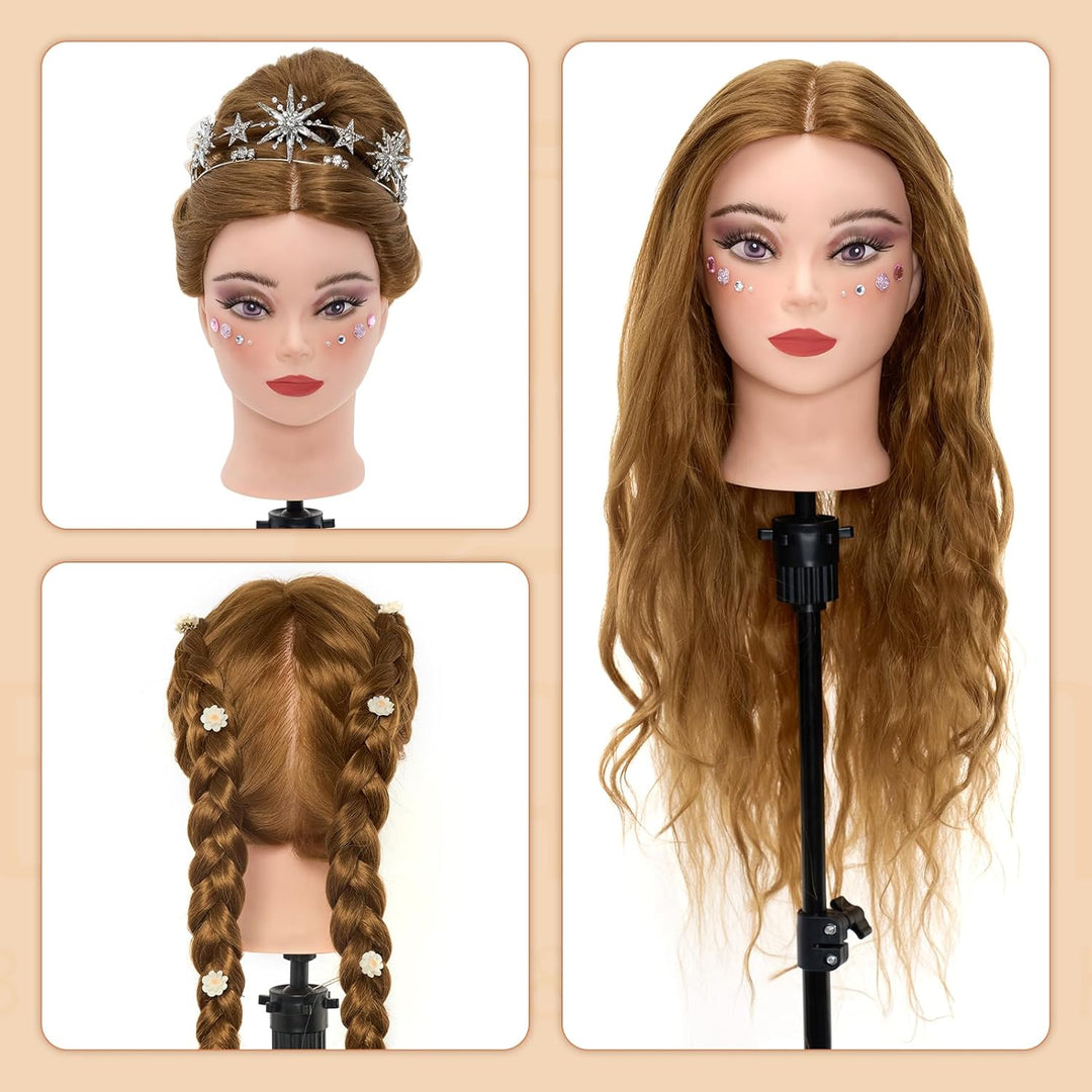 Neverland Beauty 71 cm Trainingskopf mit 60% Echthaar, Friseur-Mannequin-Kopf, Kosmetologie-Puppenko