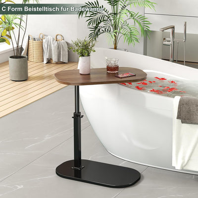 YUTVCZO Beistelltisch C Form, Klein Couchtisch Holz Sofatisch Höhenverstellbar, C Form Beistelltisch