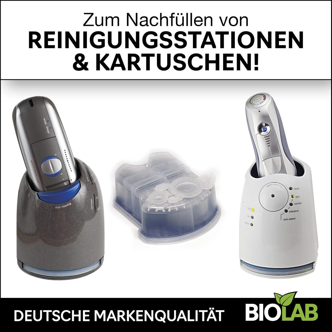 BIOLAB Bio Scherkopfreiniger (2 x 1000 ml) Nachfüllflüssigkeit für Clean & Renew, passend für Braun