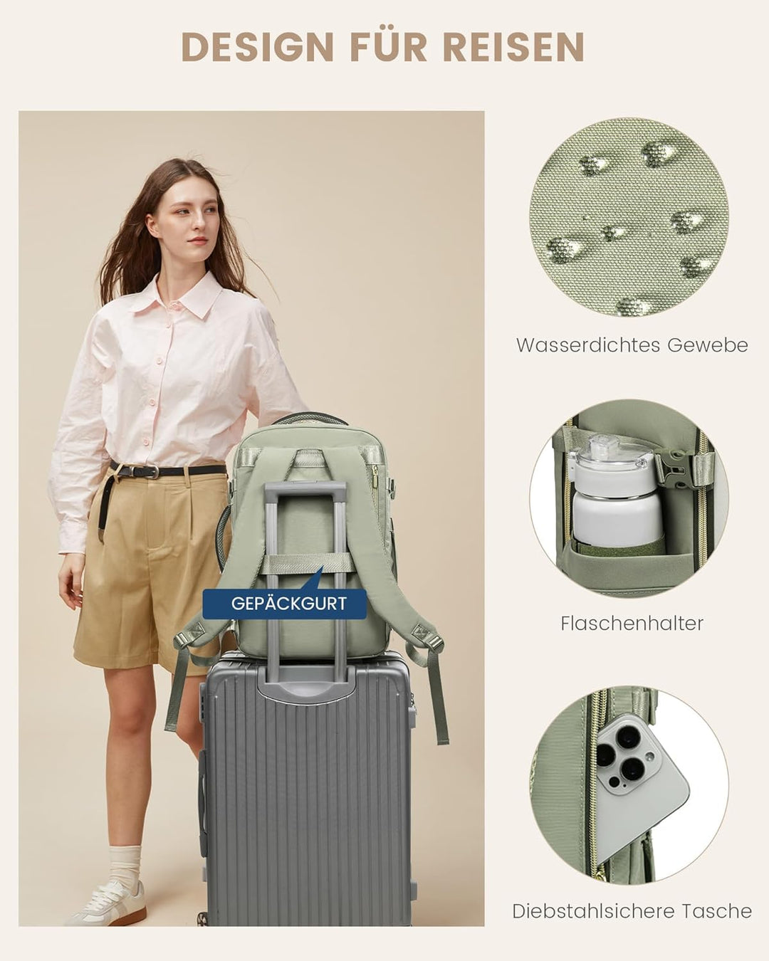 LOVEVOOK Handgepäck Rucksack, 17.3 Zoll Rucksack Handgepäck Flugzeug, Gross Reiserucksack Damen Spri