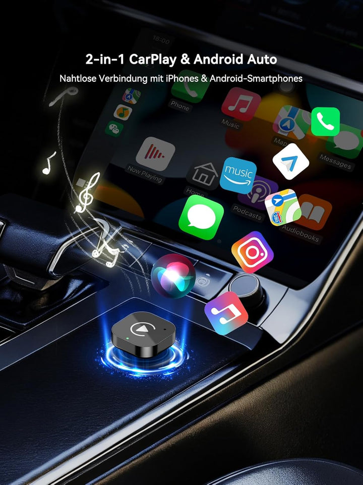 Spedal Android Auto Wireless CarPlay Apapter, Plug & Play Auto-Connect, Kompatibel mit Fahrzeugen ab