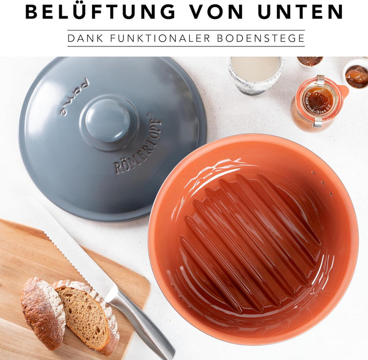 Römertopf Brottopf aus natürlicher Keramik, ideal für die Aufbewahrung von Brot Ø 30,0cm