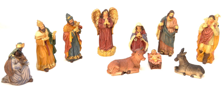 Z1 10 x Weihnachtsfiguren, 12,5 cm, Krippen-Szenen-Set, Figuren Tiere, Geburt Jesu, 3 Könige, Krippe