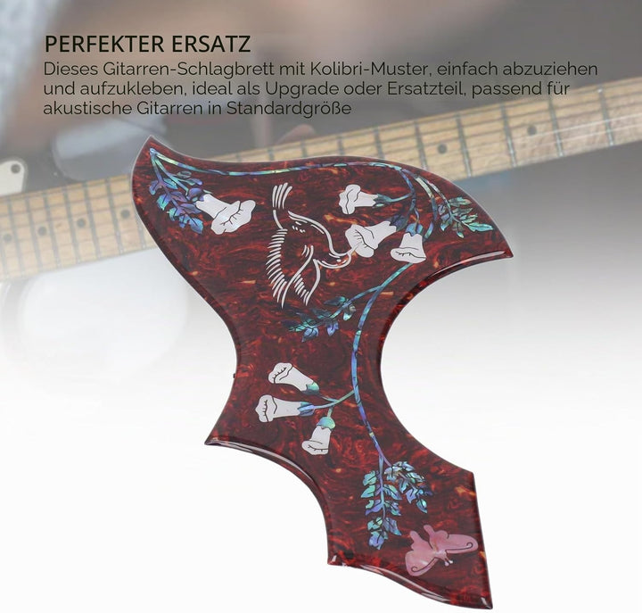 Gitarren-Schlagbrett, Schlagschutz für Akustikgitarren, Kolibri und Wasser, Selbstklebend, Kolibri-S