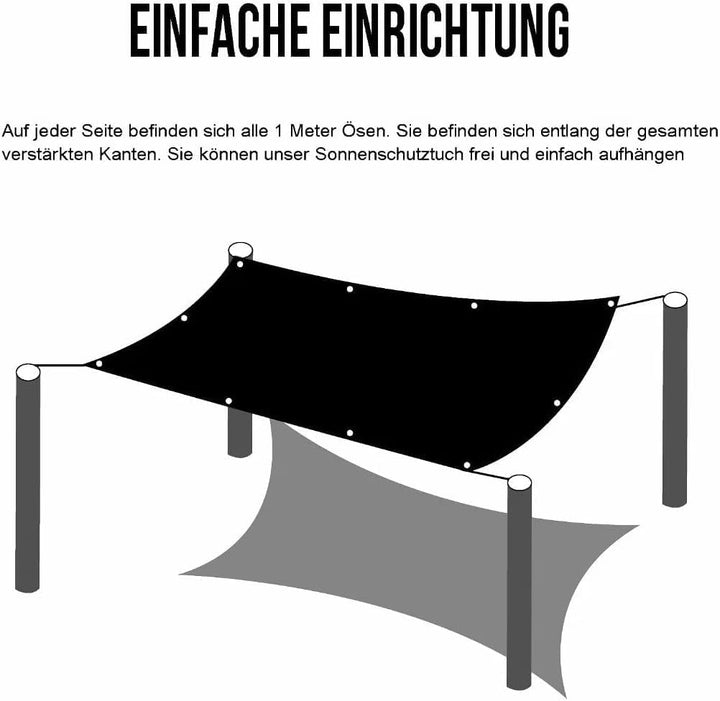 Schattiernetz 3x4m Schattierungsnetz Garten, Schwarz Schattennetz mit Ösen, 90%-95% UV-Beständiges,
