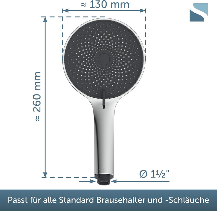 SCHÜTTE Handbrause SAMOA RAIN | Samtstrahl-Technologie | Duschkopf mit über 300 Düsen | 3 einstellba