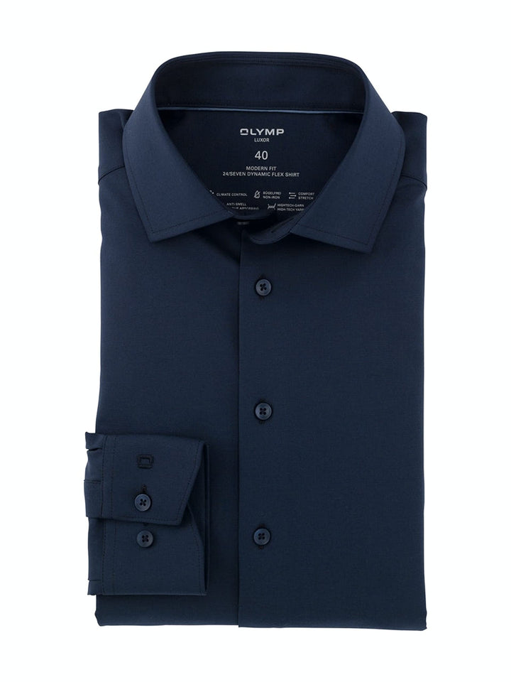 OLYMP Herren Oberhemd Langarm Luxor.24.Seven,Twill,modern fit,Global Kent 37 Navy, 37 Navy