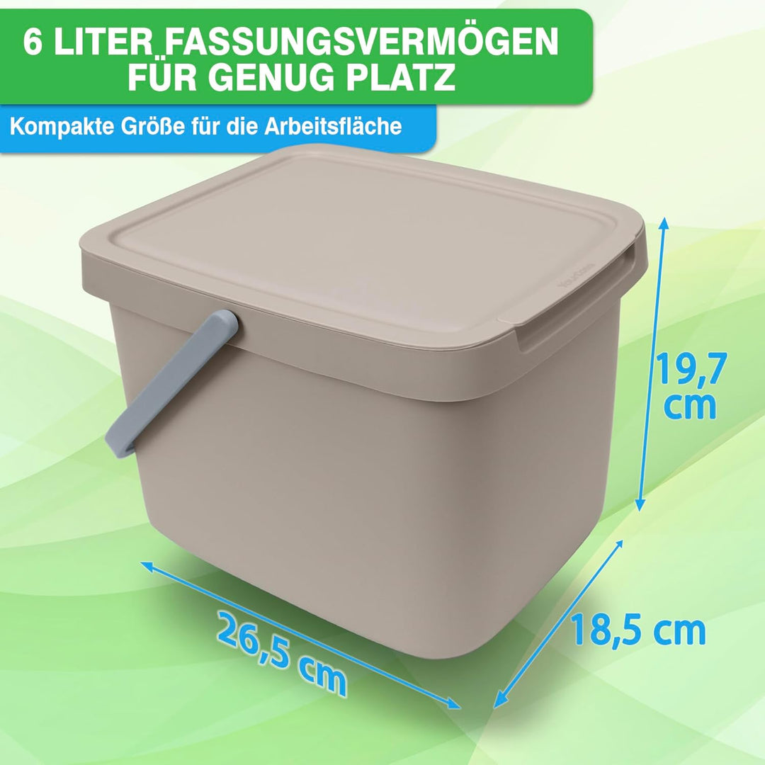 YourCasa Biomülleimer Küche 6L Komposteimer Küche für alltäglichen Biomüll Behälter - Kompostbehälte