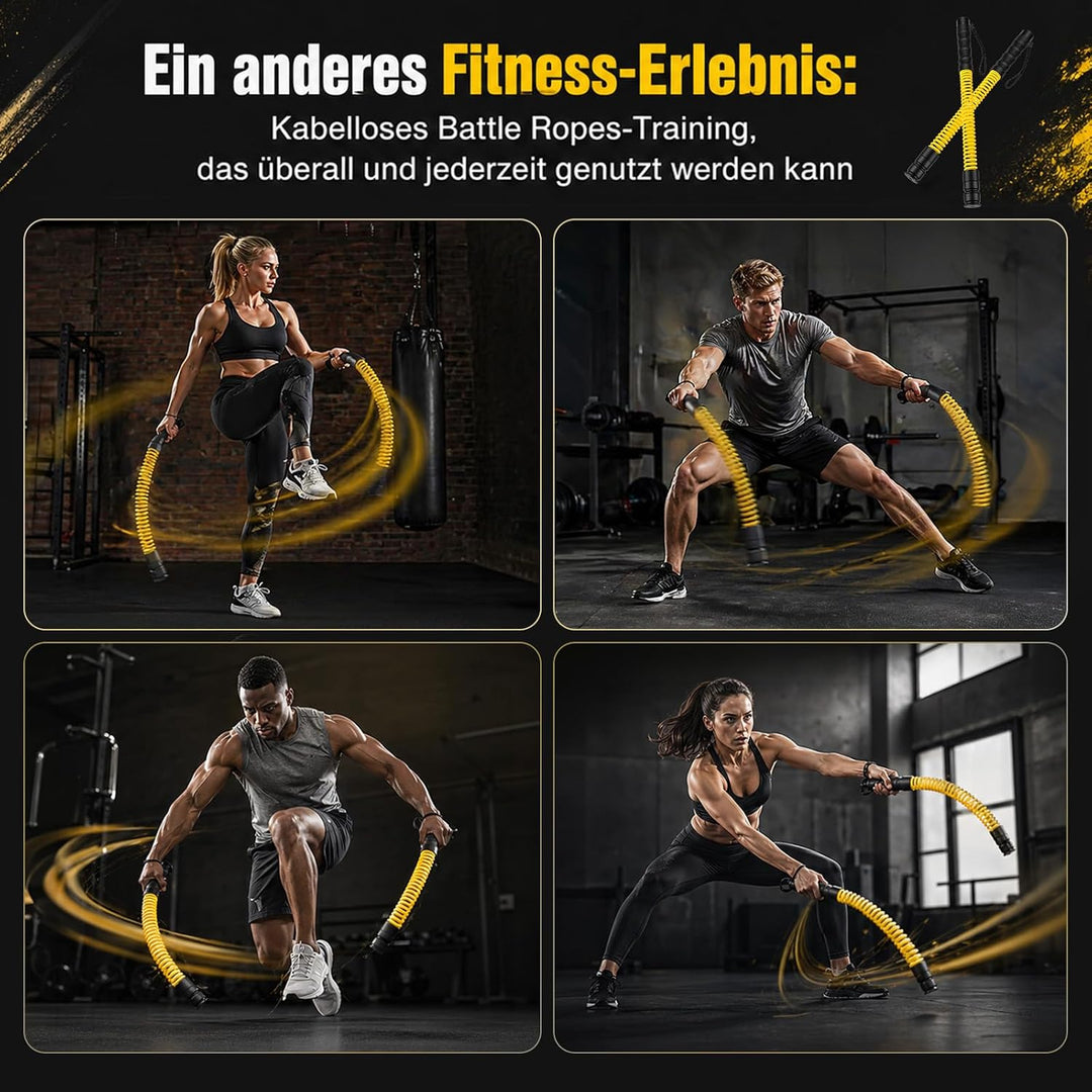 Battle Rope Ohne Seil mit Gewichtsringen – Verstellbare Battle Ropes (50-70 lbs) für Zuhause, Leise