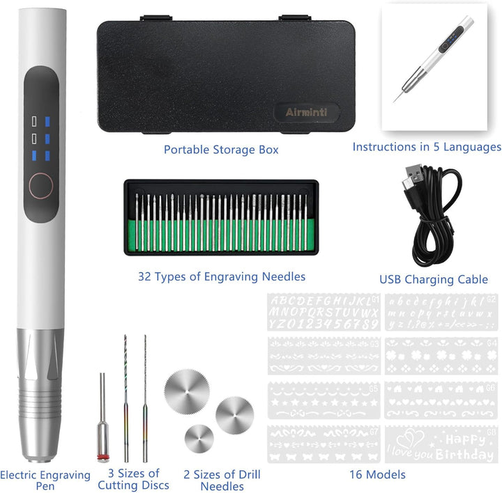 Elektrische Gravierstift, Multifunktionaler Gravierwerkzeugsatz Tragbare Drahtlose Gravurwerkzeug Ät