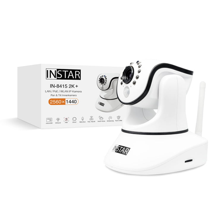 INSTAR IN-8415 2K+ weiss - LAN/PoE/WLAN Überwachungskamera mit KI (AI) - steuerbare IP Kamera - WPA3
