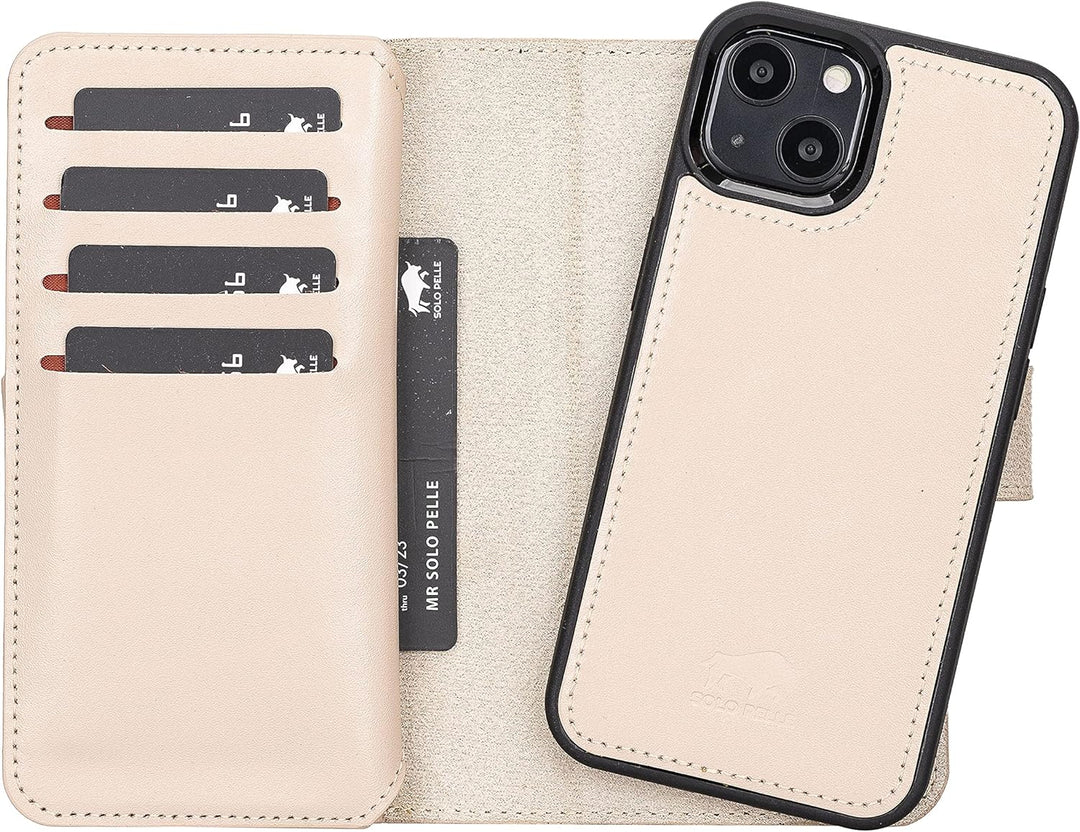 Solo Pelle Lederhülle kompatibel für iPhone 13 in 6.1 Zoll abnehmbare Hülle (2in1) Harvard Double in