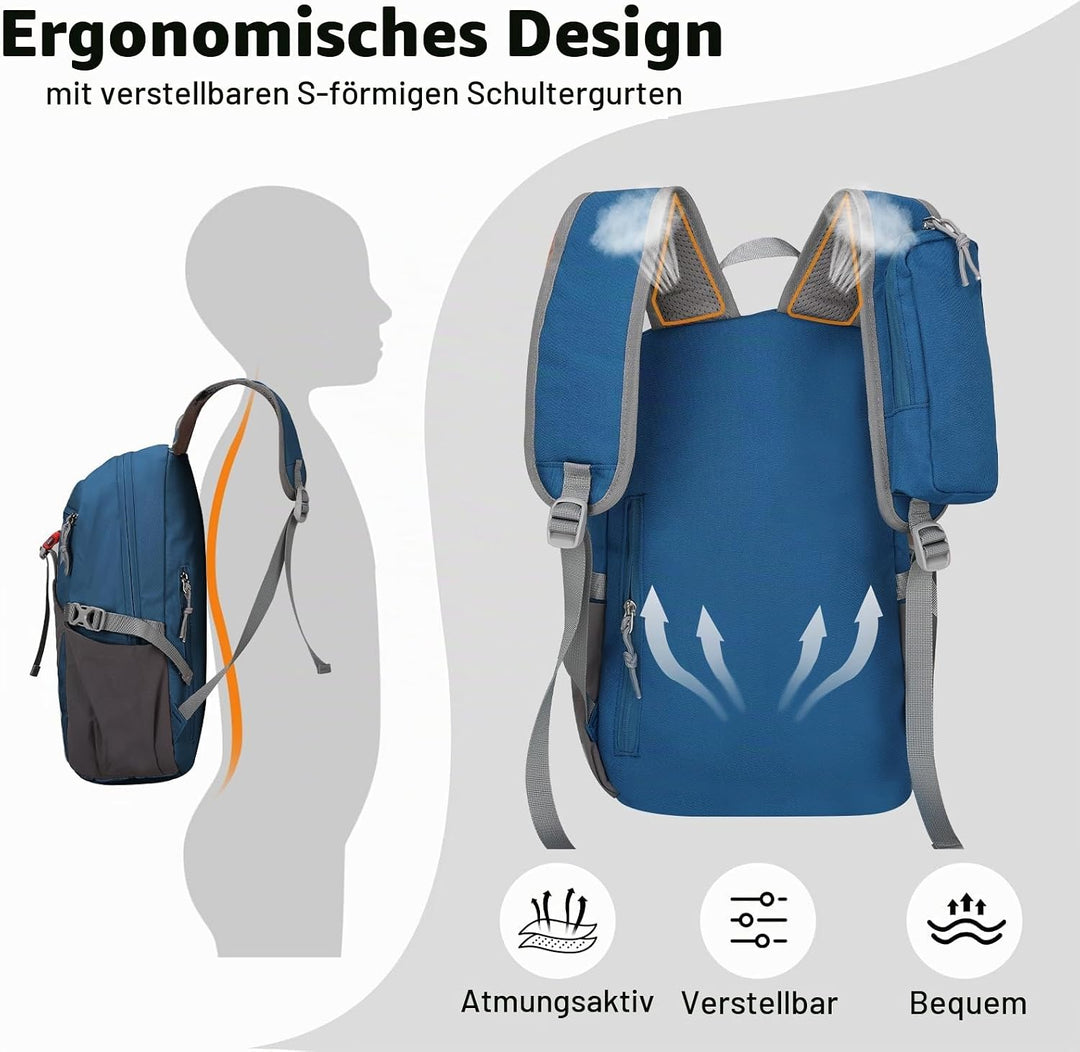 12L Wanderrucksack Klein Leichter, Kleiner Rucksack Lässig Herren Damen, Mini Daypacks für Wandern R