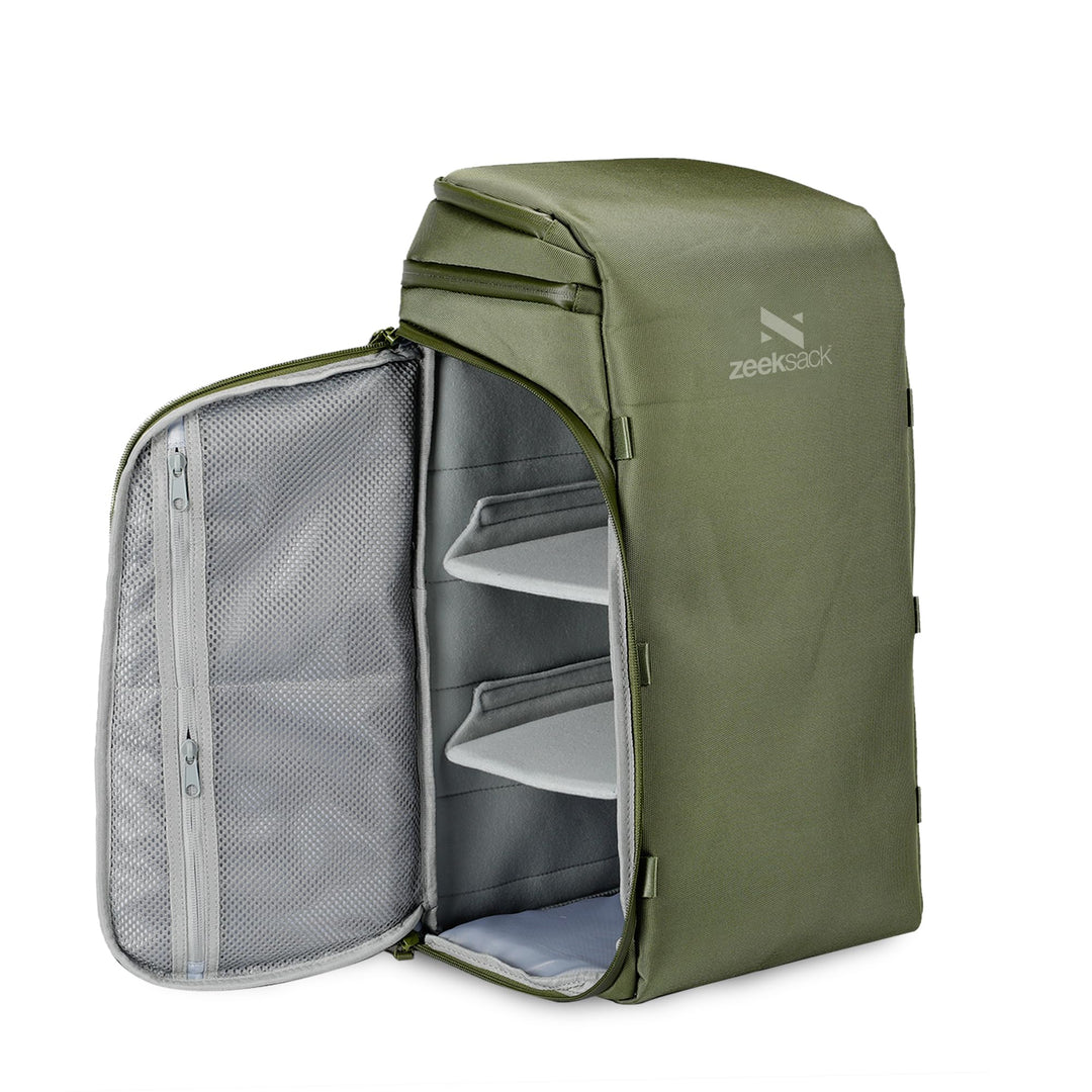 Zeeksack Rucksack Grün 30L - The Organizer Backpack & Reiserucksack mit Laptopfach, herausnehmbaren