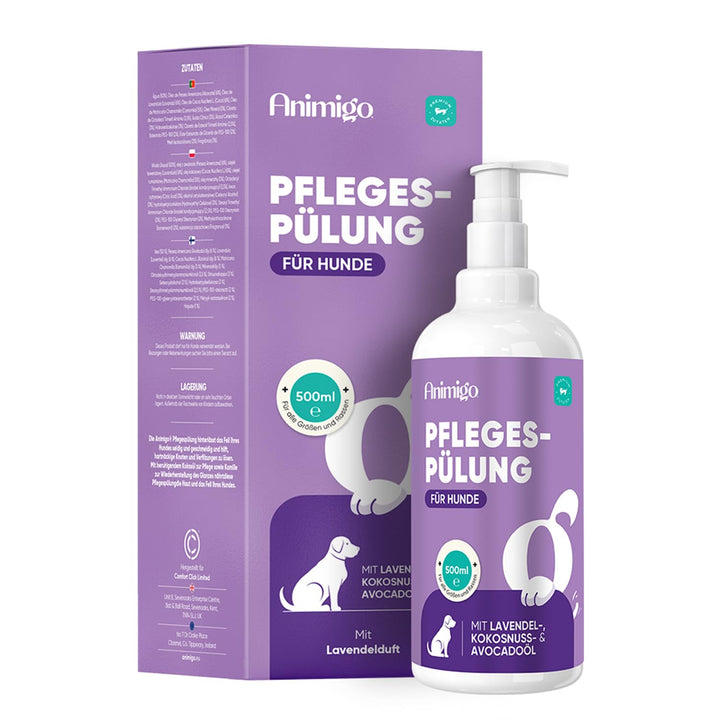 animigo Conditioner für Hunde &amp; Katzen - 500ml Spülung - Mit Kokosöl &amp; Avocadoöl - Für Langhaar &amp; Ku