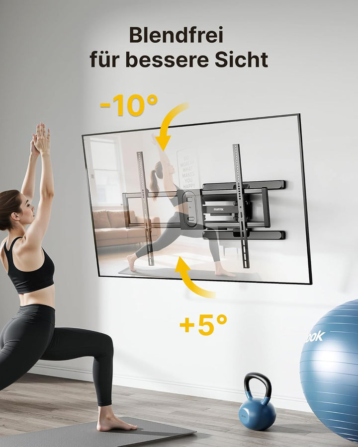 monTEK TV Wandhalterung Schwenkbar für 43-100 Zoll Fernseher bis 60 kg, vollbewegliche Wandhalterung