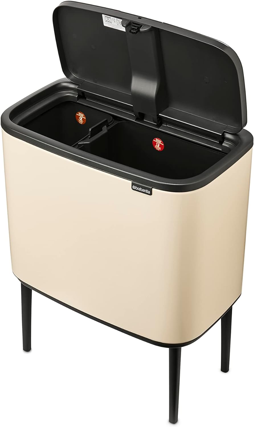 Brabantia - Bo Touch Bin 23+11L - Grosser Mülleimer für die Küche - Soft-Touch-Öffnung - Doppelter M