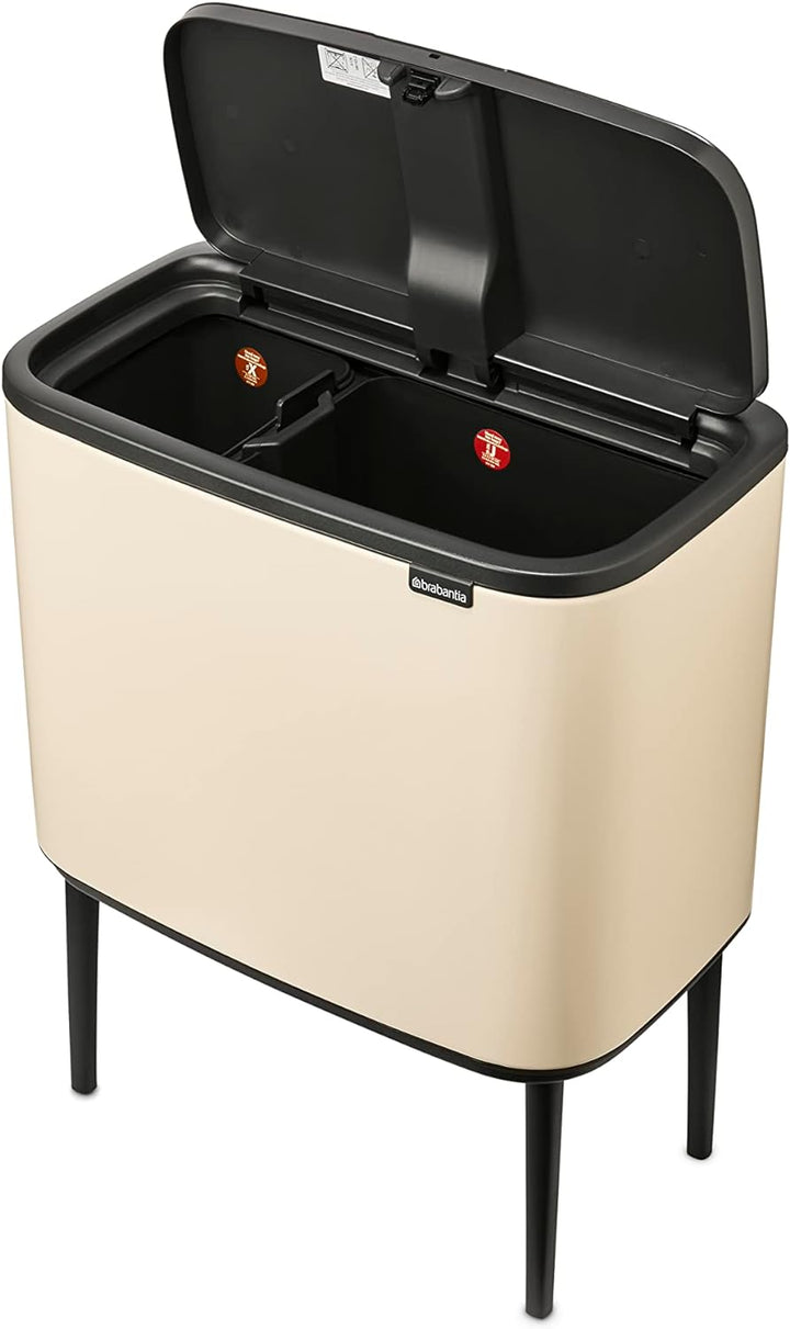 Brabantia - Bo Touch Bin 23+11L - Grosser Mülleimer für die Küche - Soft-Touch-Öffnung - Doppelter M