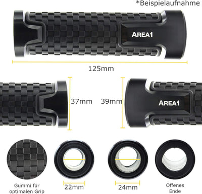 Area1 Styling Set - Motorrad Lenkerenden Spiegel Set e-geprüft + Gewindeabdeckung + Lenkergriffe. Ko
