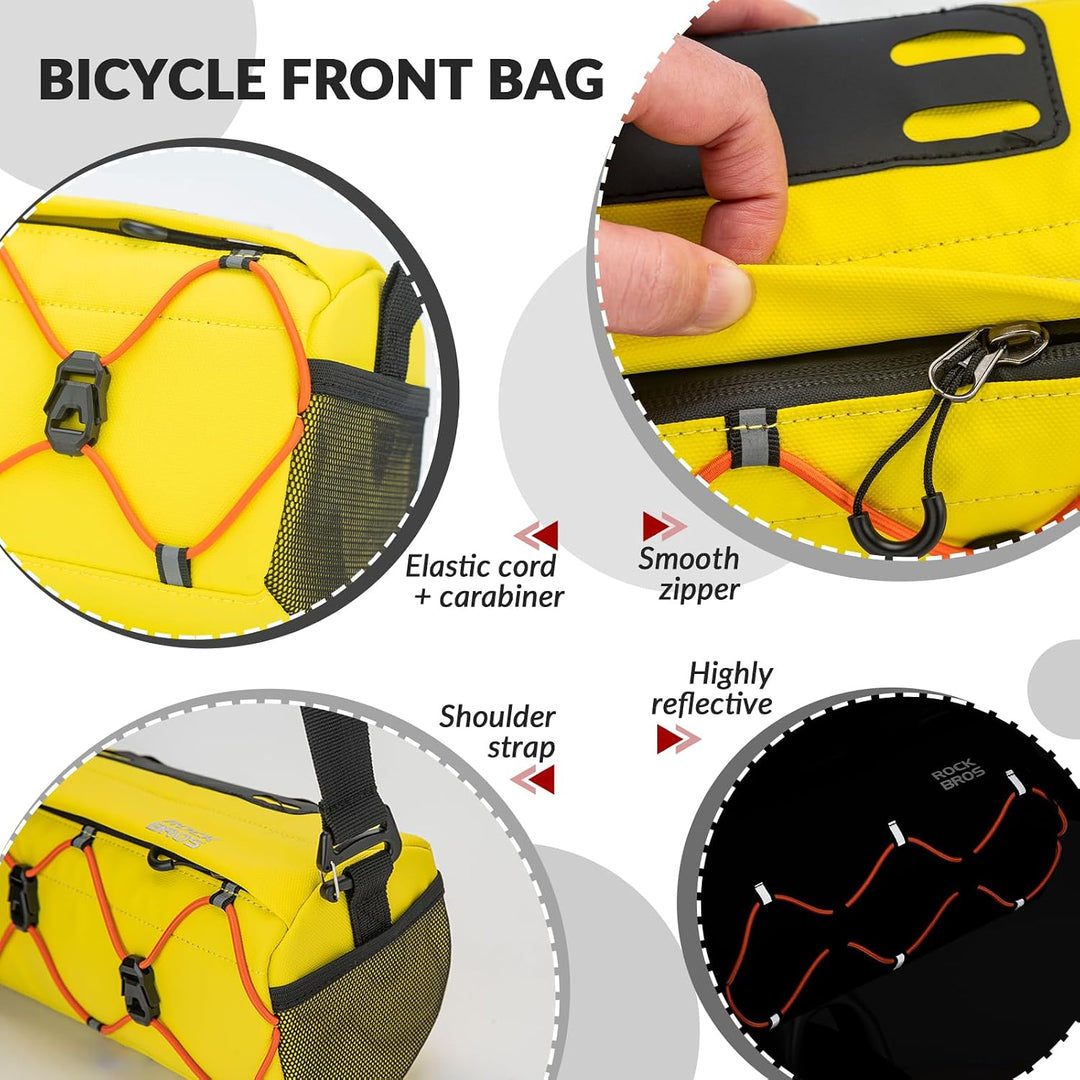 ROCKBROS Fahrrad Lenkertasche 2,2L als Umhängetasche | Fahrradtasche vorne mit abnehmbarem Tragegurt