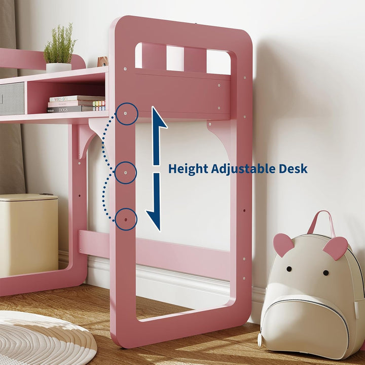 Kinderschreibtisch Mit Stuhl Set, Höhenverstellbarer Kindertisch Mit Stauraum, Ergonomischer MDF Hol