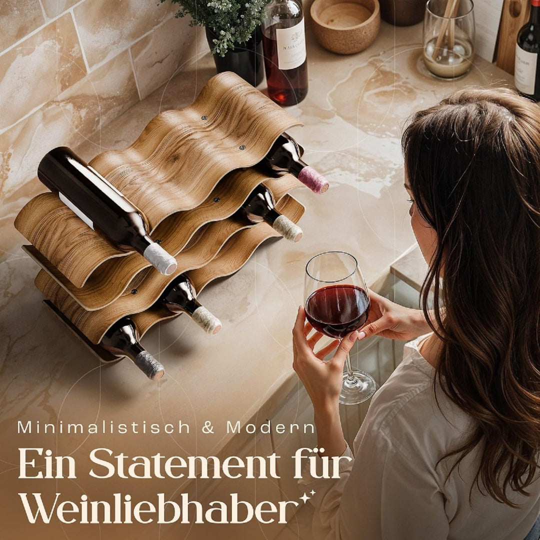 Dreiklang - be smart Weinregal Flaschenregal aus Holz für 14 Flaschen, stabil, Freistehend, modern,