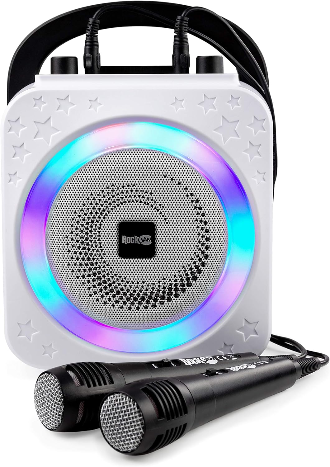 RockJam Ring Bluetooth Karaoke Machine with Two Mics Black Ring Light & Disco Light, Black Ring Ligh