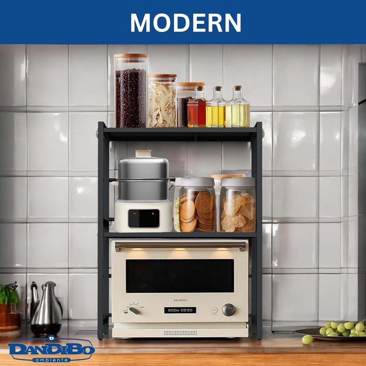 DanDiBo Verstellbares Mikrowellenregal 3 Stufig 40-64 cm Mikrowellen Regal 96614 Stehend Mikrowellen