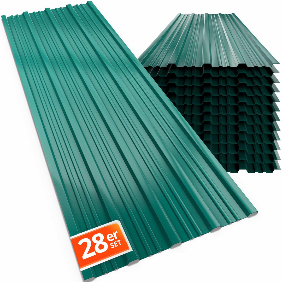 GARDEBRUK® 28x Trapezblech 110x46cm = 14m² Verzinkt Rostresistent Wetterfest Profilblech Dachblech W