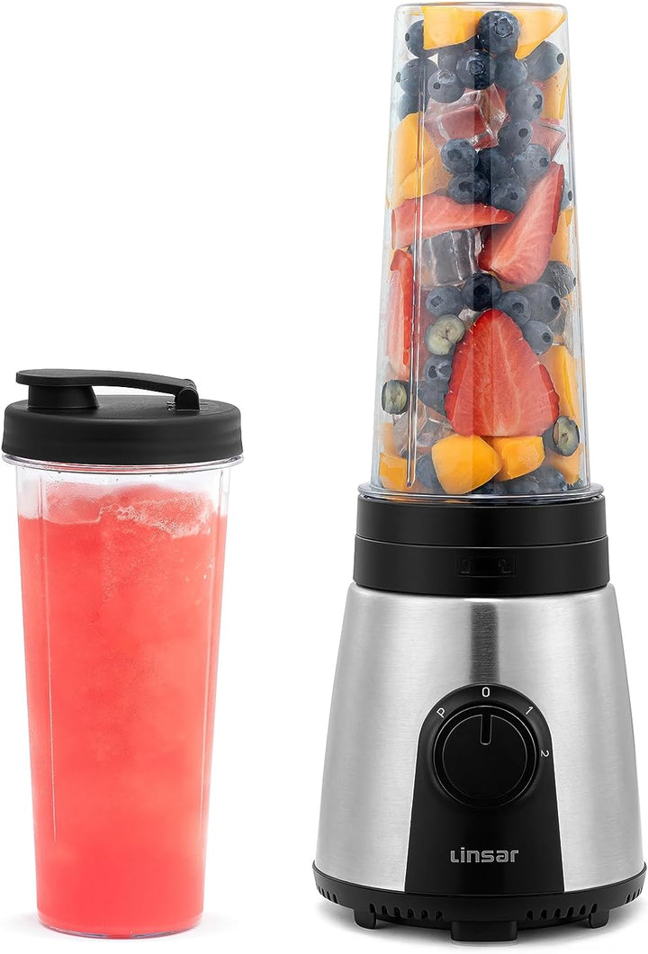 Linsar - 3in1 Smoothiemaker - 600 ml - Mit 2 Mixstufen, 4-Klingen-Edelstahlmesser und To-Go Becher -
