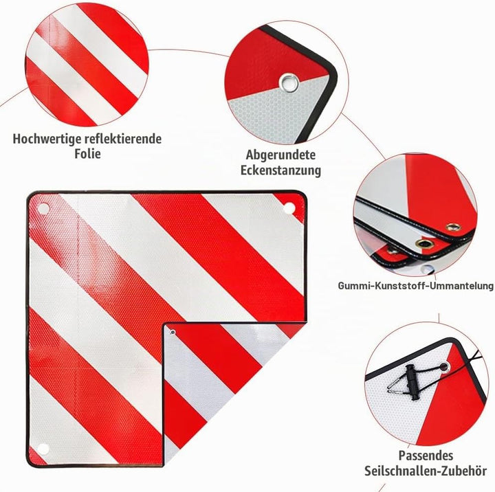 2 in 1 Warntafel Italien und Spanien, 50 x 50 cm warntafel fahrradträger aus Aluminium mit 4 Spannse