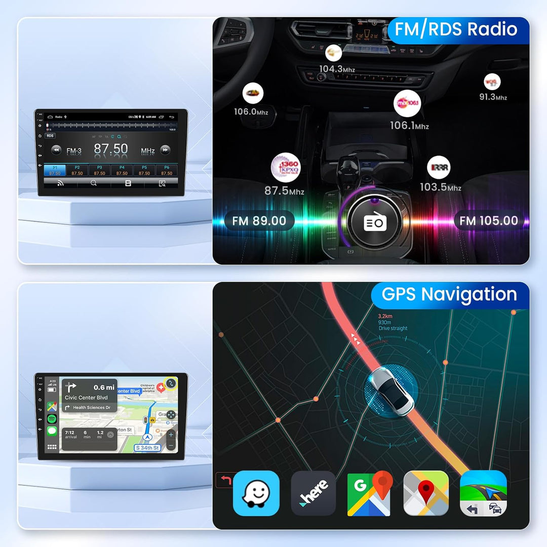 Podofo Android Autoradio GPS für Peugeot 308 408 2009-2013, 9" Touchscreen WiFi Bluetooth FM RDS Rad