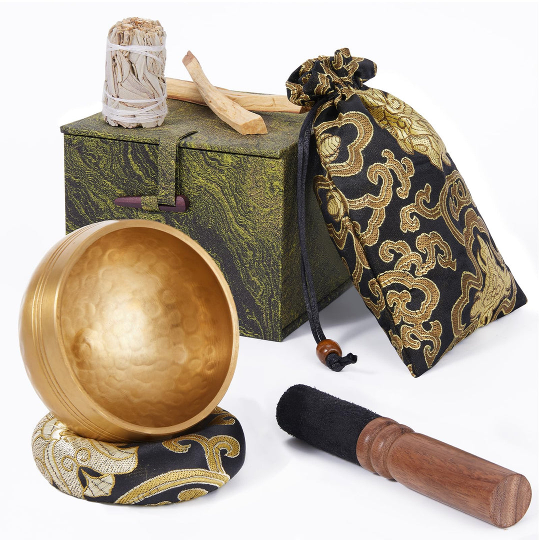 Tibetische Klangschalen Set Ø8cm mit Geschenkbox, Klangschale klein für Yoga Meditation Entspannung,