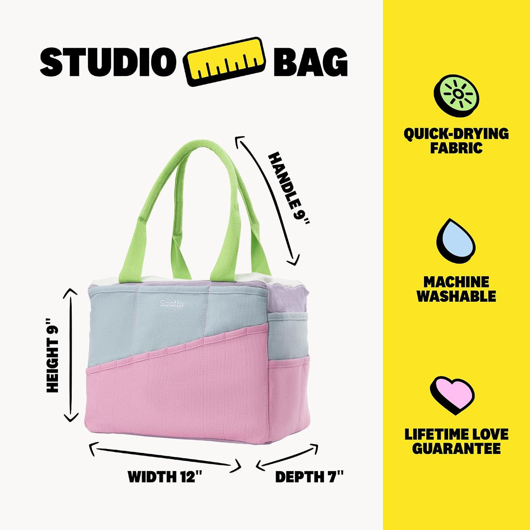 Soolla Studio Kunststoffartige Spezialtasche mit 30 Taschen, 15+ Leinenfarben für Strick- und Knüpfp