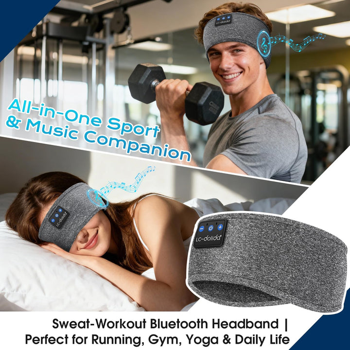 LC-dolida Schlafkopfhörer Bluetooth Stirnband Kopfhörer Bluetooth V5.4 Band Kopfhörer zum Schlafen,S
