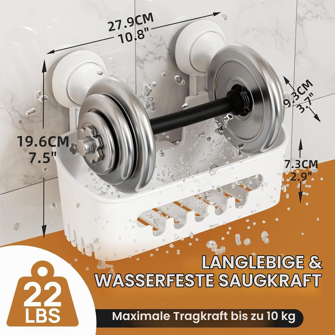 LEVERLOC Duschablage Saugnapf 2 Stück ohne Bohren Duschorganizer Duschregal Saugnäpfe Duschgel Halte