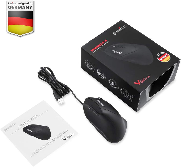 Perixx 11209 PERIMICE-515 II Ergonomische Vertikale Maus - 1000/1600 DPI - Natürliches vertikales De