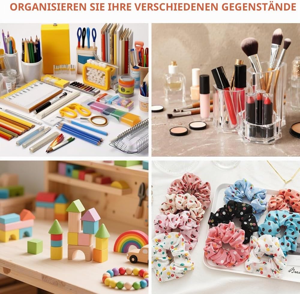12 Stück Schminktisch Organizer Schubladen Rutschfest,4 Grössen,Acrylic Makeup Organizer Drawer Schu
