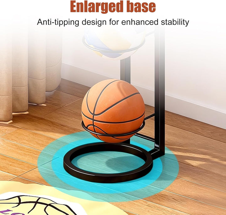Ballständer, 5 Stufiger Ball Aufbewahrung,Abnehmbarer, aufstellbarer Ballständer, Basketballkorb, ge