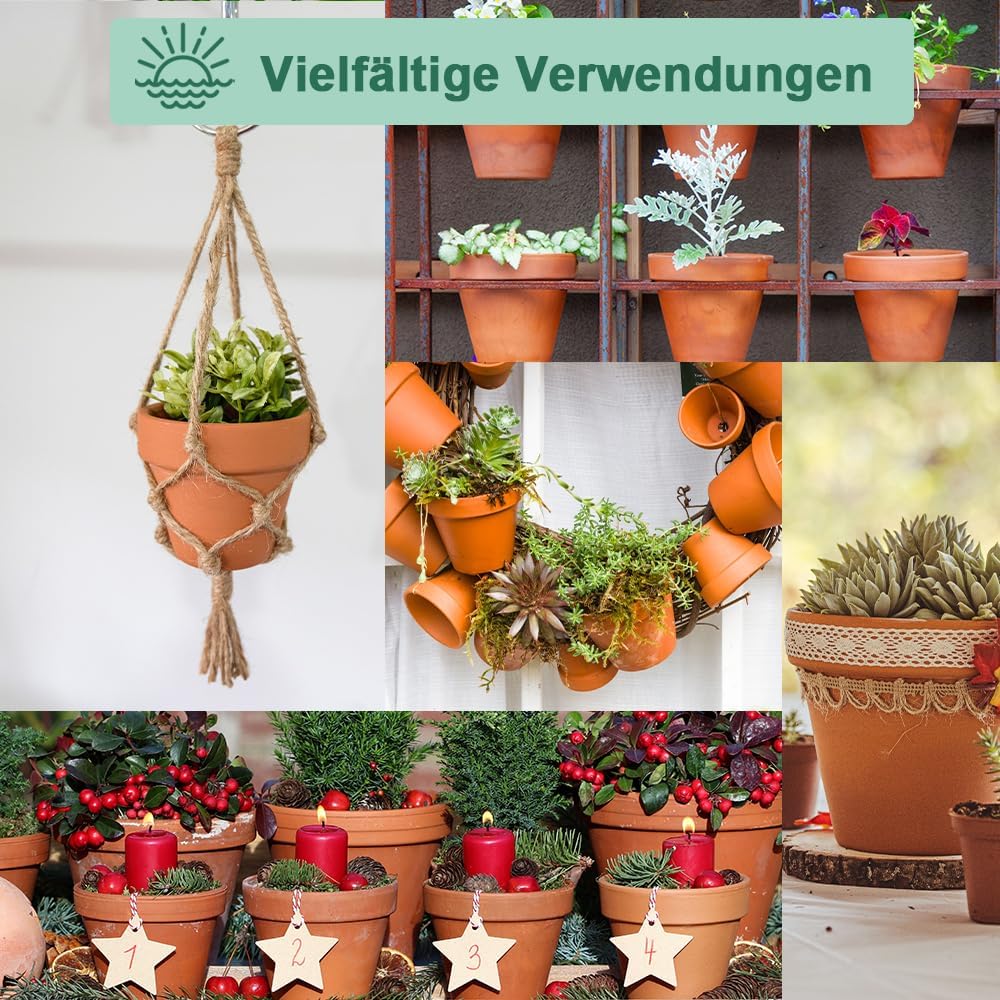 vensovo 10cm Terrakotta-Töpfe mit Untertasse - 6er-Pack Tonblumentöpfe mit Drainage, ideal für Pflan