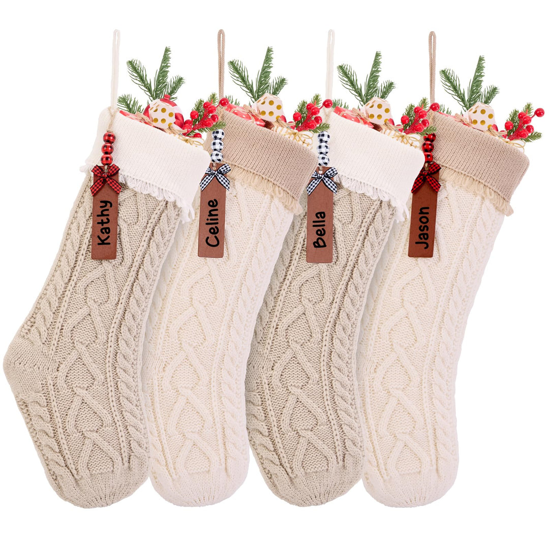 Weihnachtsstrümpfe, Kamin, Weihnachtsbaumschmuck, Ornamente für Urlaub, Familie, Freunde (V-weiss/br