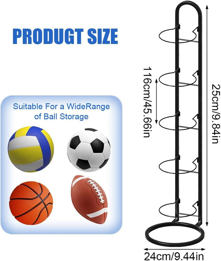 5 Stufiger Ballständer, Ballregal, Metall Balllagerregal, Ballhalter, Abnehmbares Standing Rack Halt