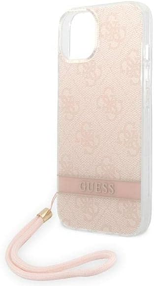 GUESS GUOHCP14MH4STP Hülle für iPhone 14 Plus 6,7" rosa/pink hardcase 4G Print Strap