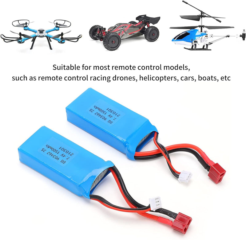 CHICIRIS 7,4 V 1500 MAh Lithium-Ionen-Akku, Ersatzakku, Lithium-Batterien 15C T-Stecker Modell Akku