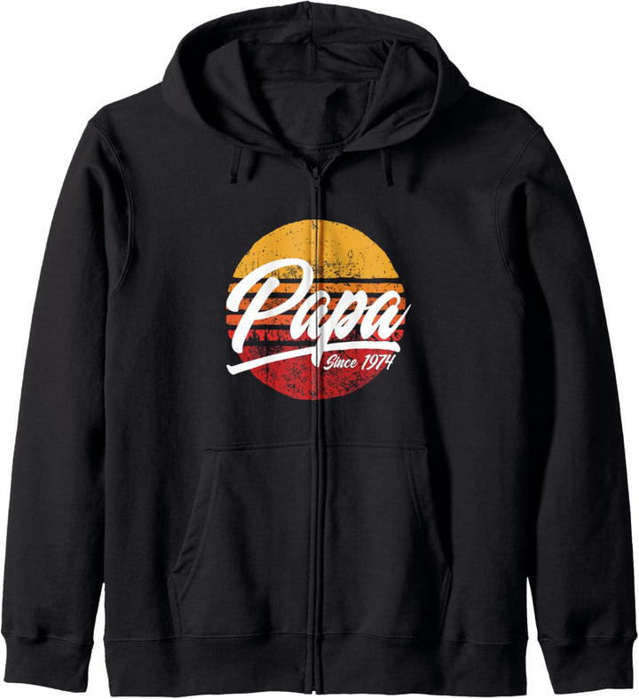 Papa seit 1974, 47. Geburtstag 47 Jahre als Papa Retro Kapuzenjacke