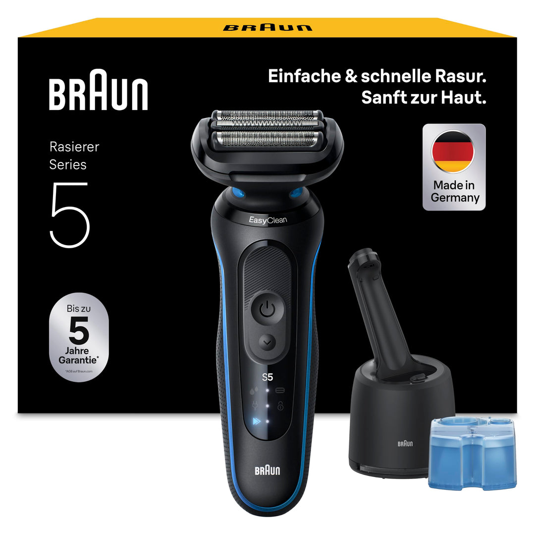 Braun Series 5 Elektrorasierer für Herren, Nass- und Trockenrasur, Turbo und Standard Modus, Wasserd