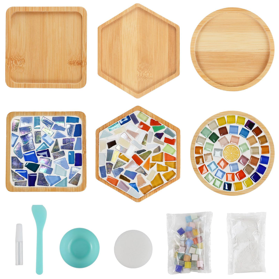 MOVATEK DIY Mosaik Untersetzer Bastelset für Erwachsene – 6 Stück Glas-Mosaik Untersetzer zum Selbst