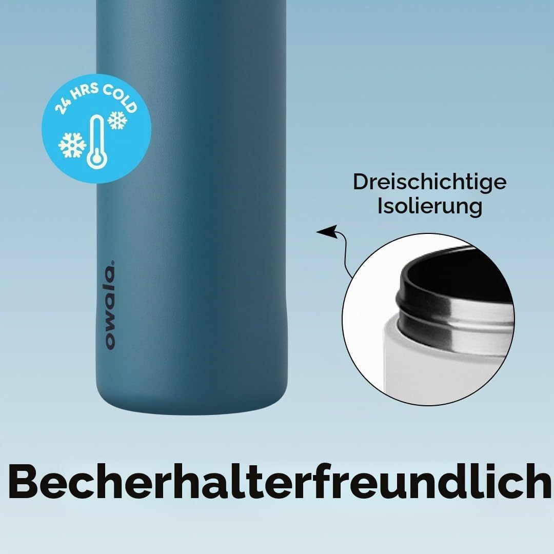 Owala FreeSip Isolierte Edelstahl-Wasserflasche mit Strohhalm für Sport und Reisen, auslaufsicher, B