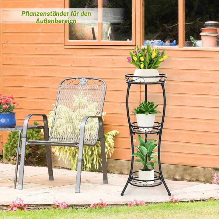JC-Houser 3 Tier Blumenständer Pflanzenregal, 88 cm Pflanzenständer Metall Blumenregal, Modern Blume