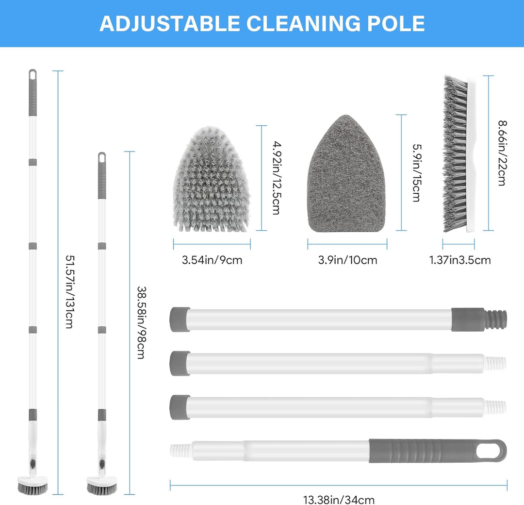 3 in 1 Schrubber mit Stiel, Scrubber Dusche Reinigungsbürste 130.81CM Abnehmbarer Langer Griff steif